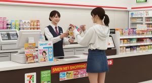 \<img data-src="seven\_net\_pickup.jpg" alt="セブンネットで注文したsmart雑誌をコンビニで受け取る、ミニスカート姿の若い日本人女性"\>