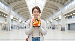 <img data-src="h1_title.jpg" alt="えび千両ちらしを新潟駅で手にして喜ぶ女性旅行者">