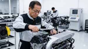 専用工場でレクサス LBX MORIZO RRの高出力エンジンを手作業で組み立てる熟練日本人職人